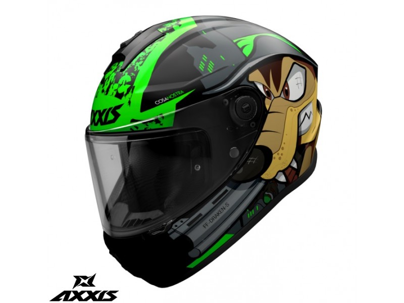 Casca integrala Axxis model Draken S Cosa Nostra B6 verde fluor lucios - tip viziera: MT-V-18C