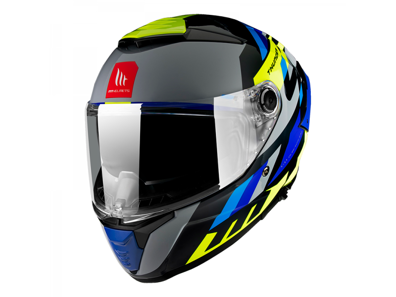 Casca integrala MT Thunder 4 SV Ergo E17 galben/albastru lucios (ochelari soare integrati) - tip viziera MT-V-28B
