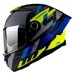 Casca integrala MT Thunder 4 SV Ergo E17 galben/albastru lucios (ochelari soare integrati) - tip viziera MT-V-28B