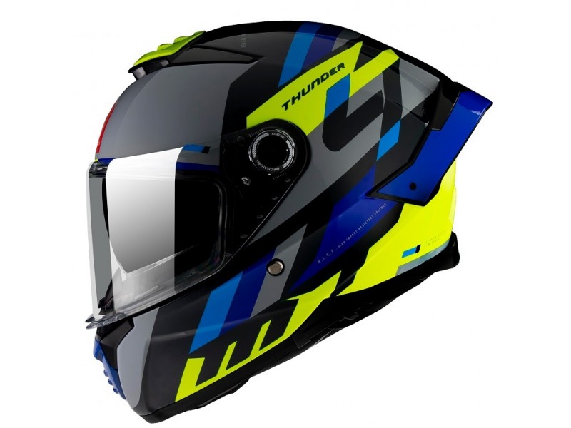 Casca integrala MT Thunder 4 SV Ergo E17 galben/albastru lucios (ochelari soare integrati) - tip viziera MT-V-28B