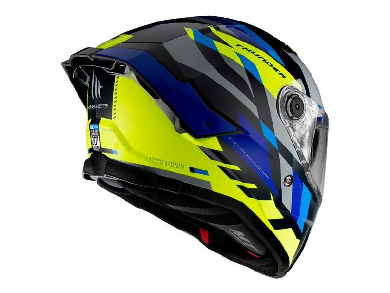 Casca integrala MT Thunder 4 SV Ergo E17 galben/albastru lucios (ochelari soare integrati) - tip viziera MT-V-28B