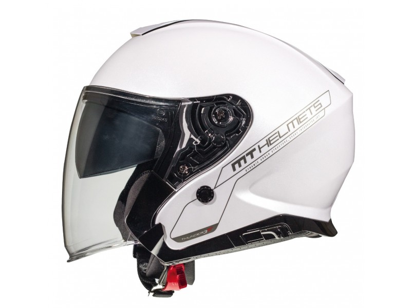 Casca open face MT Thunder III SV Jet A0 alb lucios (ochelari soare integrati) – tip MT-V-19