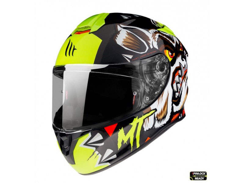 Casca integrala MT Targo Crazy Dog G3 galben fluor lucios – tip MT-V-14