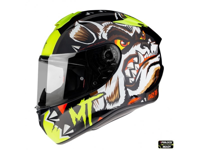 Casca integrala MT Targo Crazy Dog G3 galben fluor lucios – tip MT-V-14