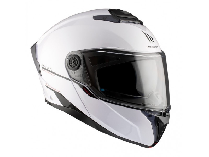 Casca modulabila MT Atom 2 SV A0 alb lucios (ochelari soare integrati) Pinlock Ready - tip viziera: MT-V-35