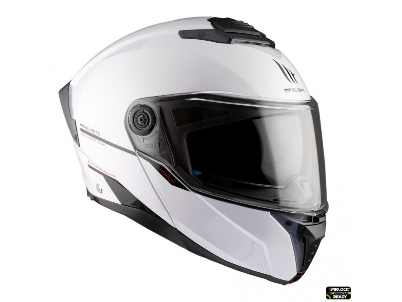 Casca modulabila MT Atom 2 SV A0 alb lucios (ochelari soare integrati) Pinlock Ready - tip viziera: MT-V-35
