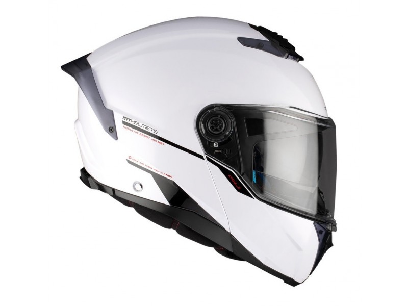 Casca modulabila MT Atom 2 SV A0 alb lucios (ochelari soare integrati) Pinlock Ready - tip viziera: MT-V-35