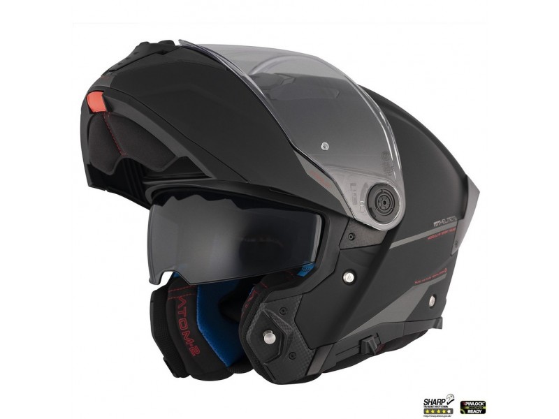 Casca modulabila MT Atom 2 SV A1 negru mat (ochelari soare integrati) Pinlock Ready - tip viziera: MT-V-35
