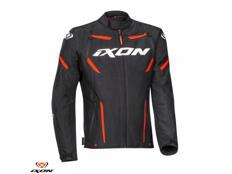 Geaca (jacheta) motociclete barbati Racing/Roadster Ixon mid-season model Striker MS culoare: negru/alb/rosu
