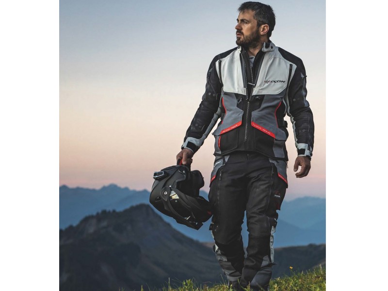 Geaca (jacheta) motociclete barbati Touring/Adventure Ixon All season model Ragnar MS culoare: negru/gri/rosu