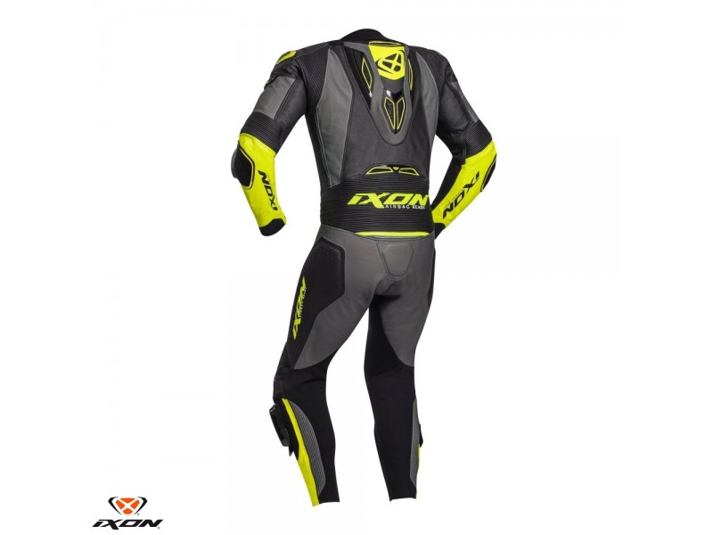 Costum (combinezon) motociclete barbati piele Ixon vara model Vendetta Evo culoare: negru/antracit/galben Costum (combinezon) motociclete barbati piele Ixon vara model Vendetta Evo culoare: negru/antracit/galben
