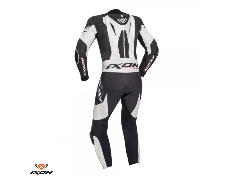 Costum (combinezon) motociclete barbati piele Ixon vara model Jackal culoare: negru/alb