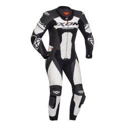 Costum (combinezon) motociclete barbati piele Ixon vara model Jackal culoare: negru/alb