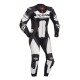 Costum (combinezon) motociclete barbati piele Ixon vara model Jackal culoare: negru/alb