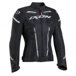 Geaca (jacheta) motociclete femei Racing/Roadster Ixon vara model Striker AIR WPL LS culoare: negru/alb