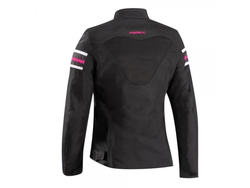 Geaca (jacheta) motociclete femei Racing/Roadster Ixon All season model Ilana LS culoare: negru/fuchsia (roz)