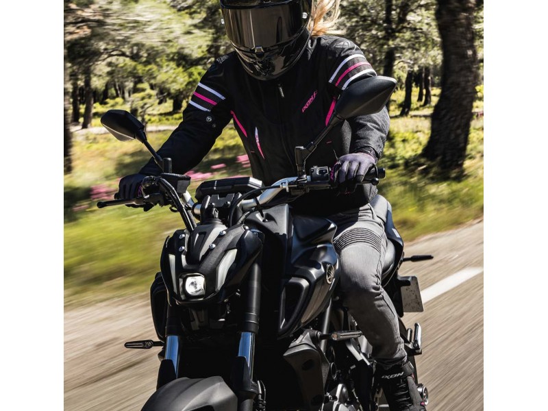 Geaca (jacheta) motociclete femei Racing/Roadster Ixon All season model Ilana LS culoare: negru/fuchsia (roz)