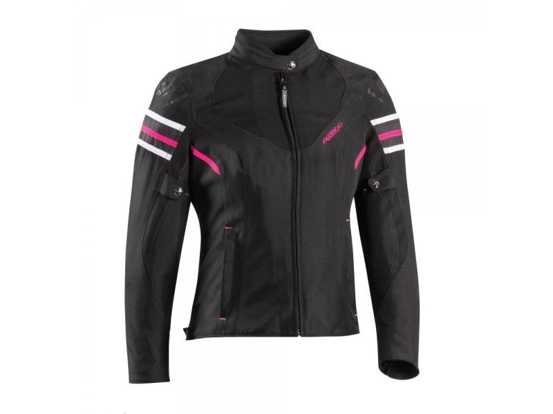 Geaca (jacheta) motociclete femei Racing/Roadster Ixon All season model Ilana LS culoare: negru/fuchsia (roz)