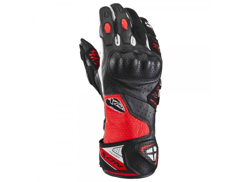 Manusi barbati Racing vara piele Ixon model Thunder Air MS culoare: negru/rosu/alb - degete tactile