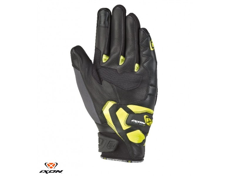 Manusi barbati Roadster vara piele/textil Ixon model RS Rise Air MS culoare: gri/negru/galben - degete tactile