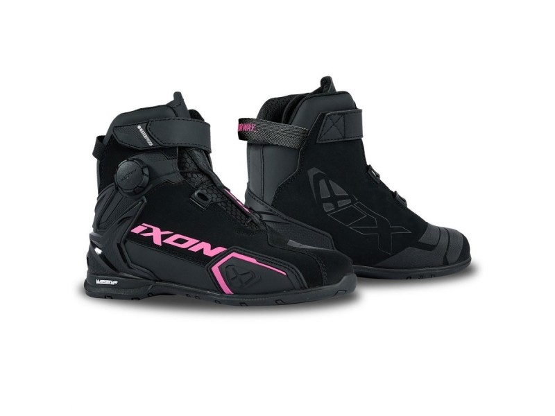 Ghete moto Roadster femei All Season Ixon model Bull 2 WP LS culoare: negru/fuchsia (roz) (100% waterproof)