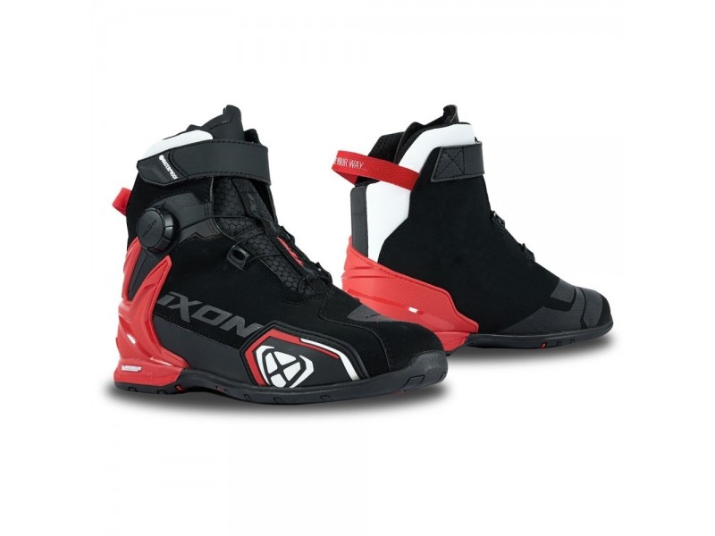 Ghete moto Roadster barbati All Season Ixon model Bull 2 WP MS culoare: negru/alb/rosu (100% waterproof)