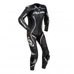 Costum (combinezon) motociclete femei piele Ixon vara model Vortex Lady LS culoare: negru/alb
