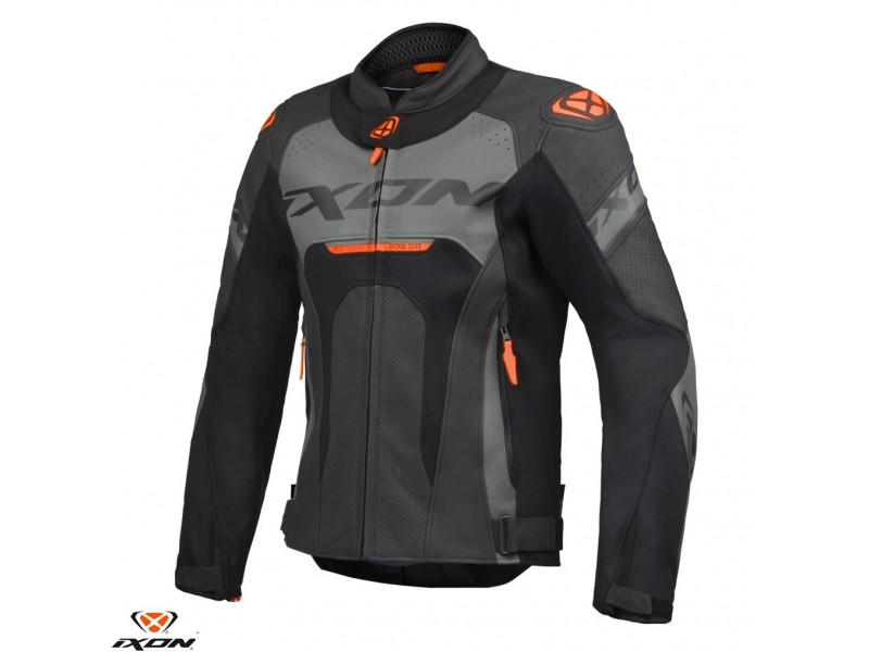 Geaca (jacheta) motociclete barbati piele Racing Ixon vara model Jackal JKT MS culoare: negru/antracit/portocaliu Geaca (jacheta) motociclete barbati piele Racing Ixon vara model Jackal JKT MS culoare: negru/antracit/portocaliu