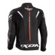 Geaca (jacheta) motociclete barbati piele Racing Ixon vara model Jackal JKT MS culoare: negru/alb/rosu