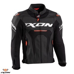Geaca (jacheta) motociclete barbati piele Racing Ixon vara model Jackal JKT MS culoare: negru/alb/rosu Geaca (jacheta) motociclete barbati piele Racing Ixon vara model Jackal JKT MS culoare: negru/alb/rosu