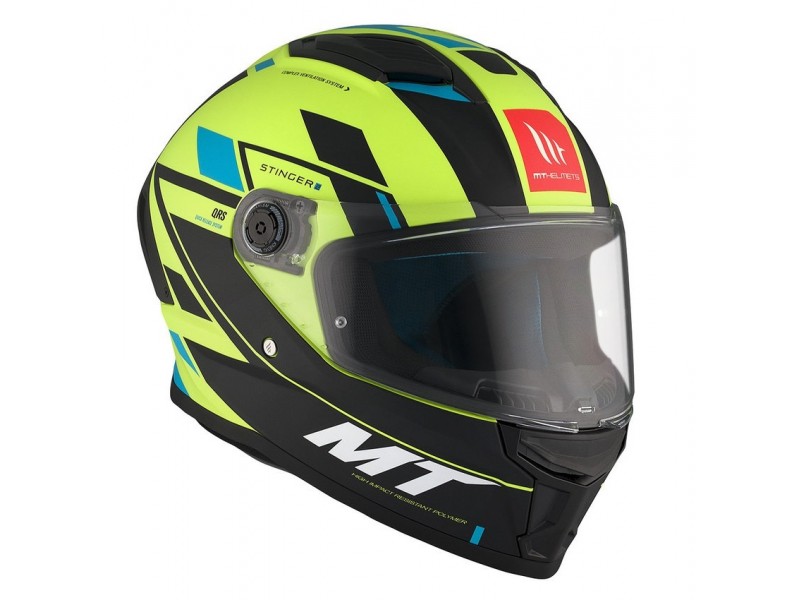 Casca integrala MT Stinger 2 Zivze C3 galben fluor mat - tip viziera: MT-V-28B