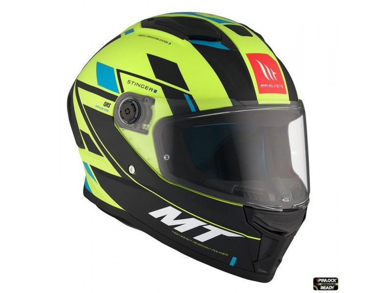 Casca integrala MT Stinger 2 Zivze C3 galben fluor mat - tip viziera: MT-V-28B Casca integrala MT Stinger 2 Zivze C3 galben fluor mat - tip viziera: MT-V-28B