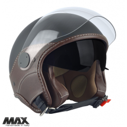 Casca open face (demi-jet) Max Helmets model DJDV06 LS Vision SV (ochelari soare integrati) culoare: negru mat/maro (NOM) - 100% MADE IN ITALY Casca open face (demi-jet) Max Helmets model DJDV06 LS Vision SV (ochelari soare integrati) culoare: negru mat/maro (NOM) - 100% MADE IN ITALY
