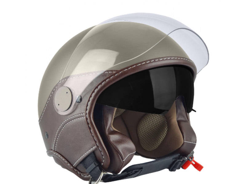 Casca open face (demi-jet) Max Helmets model DJDV06 LS Vision SV (ochelari soare integrati) culoare: maro Genesi mat (MGO) - 100% MADE IN ITALY