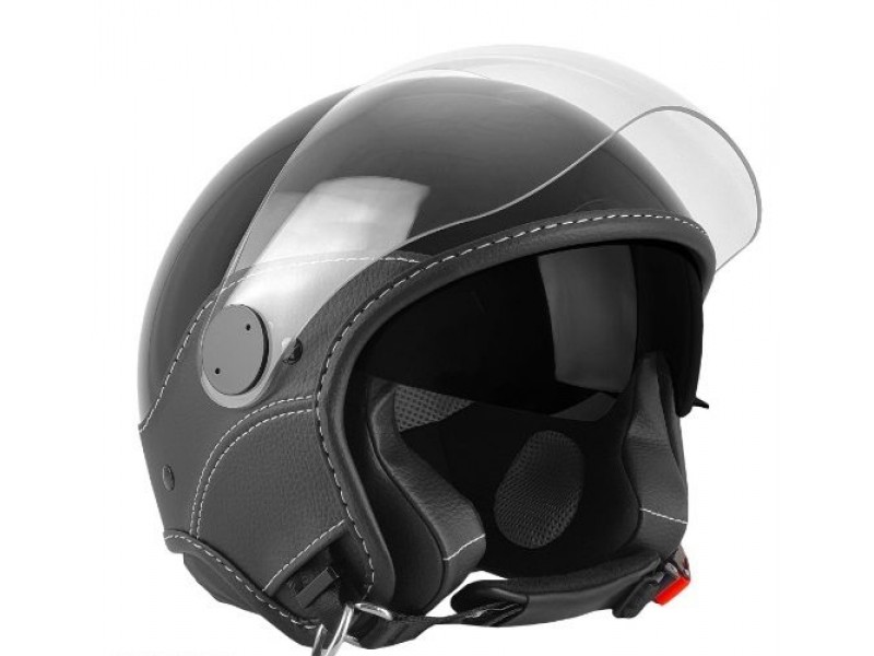 Casca open face (demi-jet) Max Helmets model DJDV06 LS Vision SV (ochelari soare integrati) culoare: negru lucios (002) - 100% MADE IN ITALY
