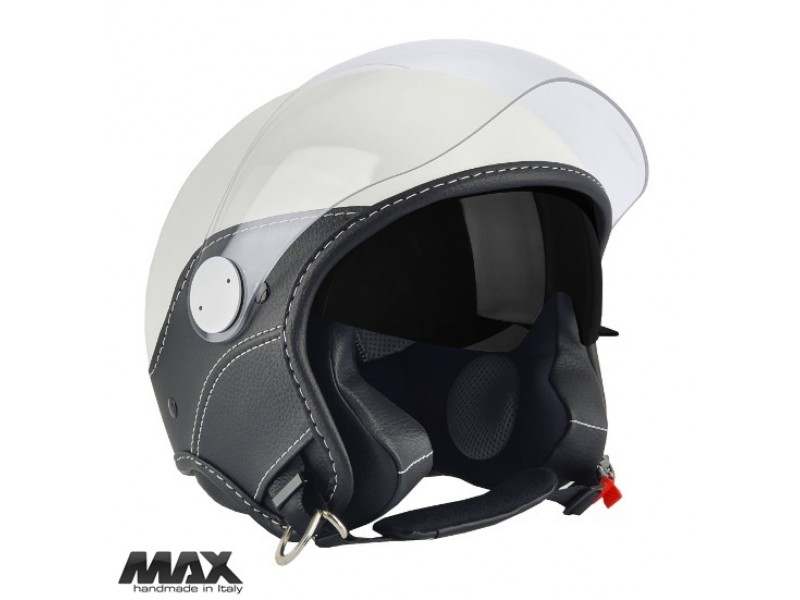Casca open face (demi-jet) Max Helmets model DJDV06 LS Vision SV (ochelari soare integrati) culoare: alb lucios (000) - 100% MADE IN ITALY