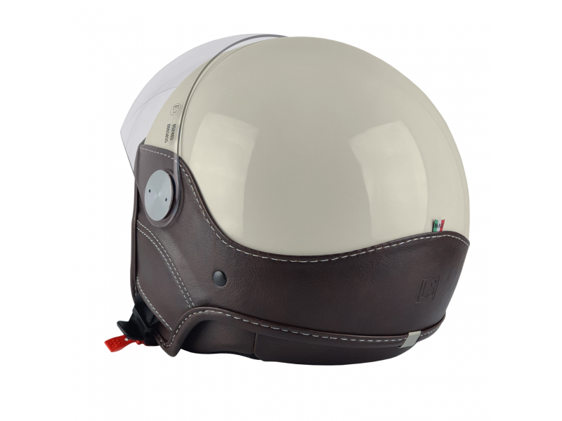 Casca open face (demi-jet) Max Helmets model DJ06 LS Vision (V2B) culoare: crem lucios/maro (PLM) - 100% MADE IN ITALY