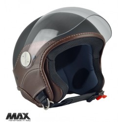 Casca open face (demi-jet) Max Helmets model DJ06 LS Vision (V2B) culoare: negru mat/maro (NOM) - 100% MADE IN ITALY Casca open face (demi-jet) Max Helmets model DJ06 LS Vision (V2B) culoare: negru mat/maro (NOM) - 100% MADE IN ITALY