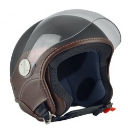 Casca open face (demi-jet) Max Helmets model DJ06 LS Vision (V2B) culoare: negru mat/maro (NOM) - 100% MADE IN ITALY