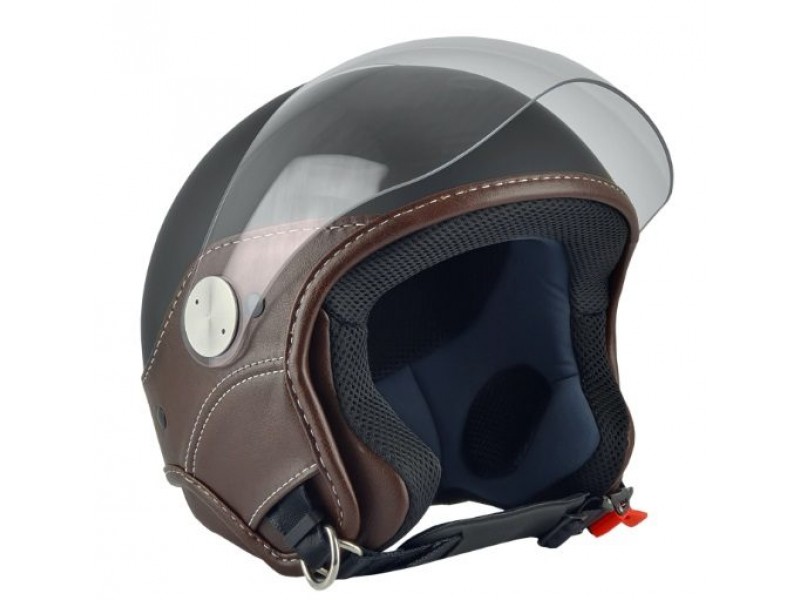 Casca open face (demi-jet) Max Helmets model DJ06 LS Vision (V2B) culoare: negru mat/maro (NOM) - 100% MADE IN ITALY Casca open face (demi-jet) Max Helmets model DJ06 LS Vision (V2B) culoare: negru mat/maro (NOM) - 100% MADE IN ITALY