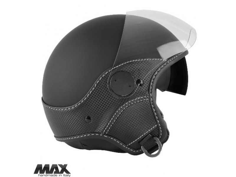 Casca open face (demi-jet) Max Helmets model DJDV06 LS Vision Carbon SV (ochelari soare integrati) culoare: negru mat/gri (NOFG) - 100% MADE IN ITALY