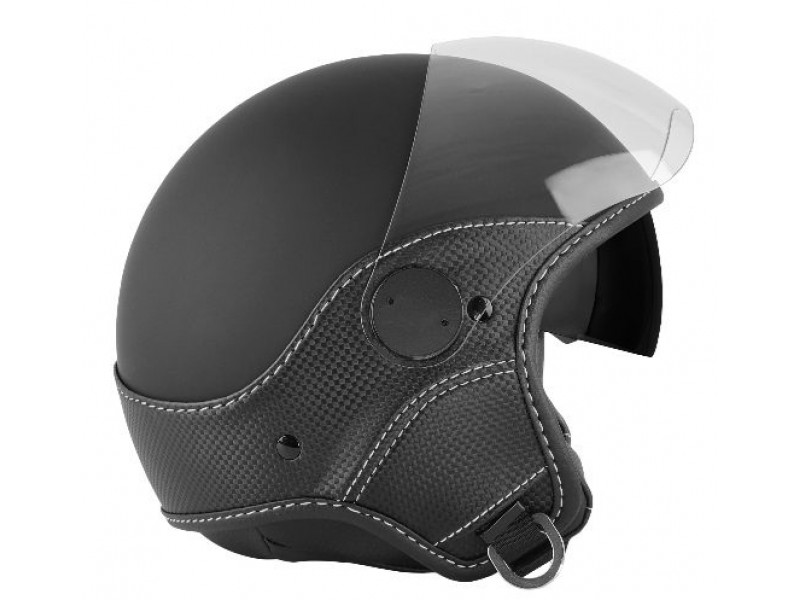 Casca open face (demi-jet) Max Helmets model DJDV06 LS Vision Carbon SV (ochelari soare integrati) culoare: negru mat/gri (NOFG) - 100% MADE IN ITALY