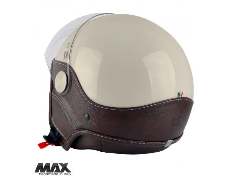 Casca open face (demi-jet) Max Helmets model DJDV06 LS Vision SV (ochelari soare integrati) culoare: crem lucios/negru (PLM) - 100% MADE IN ITALY