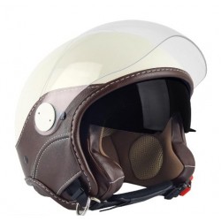 Casca open face (demi-jet) Max Helmets model DJDV06 LS Vision SV (ochelari soare integrati) culoare: crem lucios/negru (PLM) - 100% MADE IN ITALY
