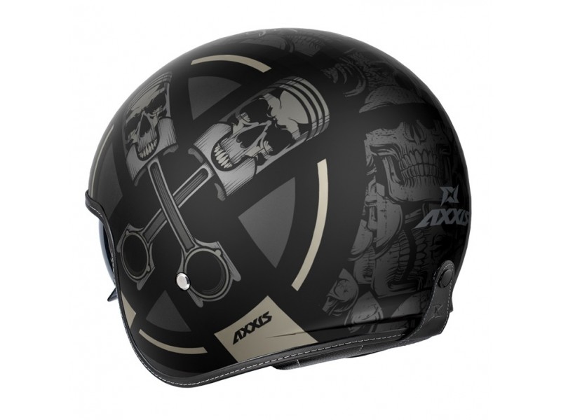 Casca Axxis model Hornet S SV Skulls Illustrated B1 negru mat (ochelari soare integrati) - omologare noua ECE 22.06