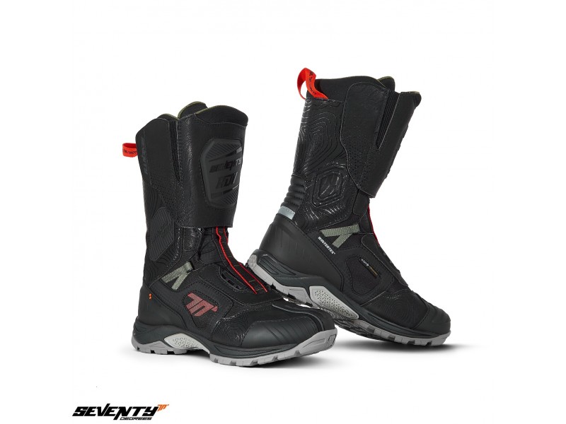 Ghete (cizme) moto Adventure (Touring) Unisex Seventy model SD-BA6 Stelvio culoare: negru/rosu/verde