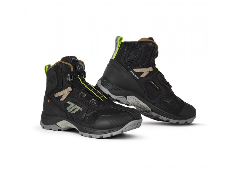 Ghete (cizme) moto Adventure (Touring) Unisex Seventy model SD-BA7 Stelvio culoare: negru/galben fluor