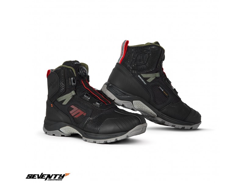 Ghete (cizme) moto Adventure (Touring) Unisex Seventy model SD-BA7 Stelvio culoare: negru/rosu/verde