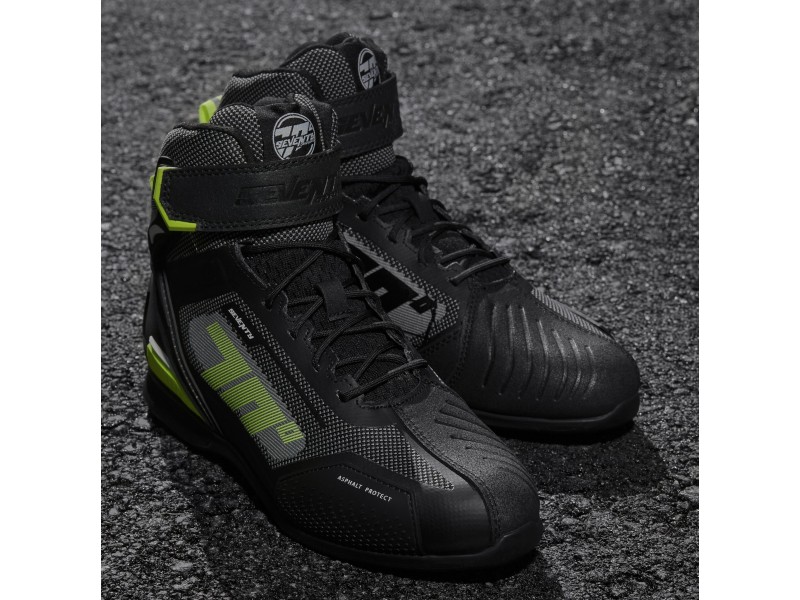 Ghete (cizme) moto Racing Unisex Seventy model SD-BR2 Veloce culoare: negru/galben fluor
