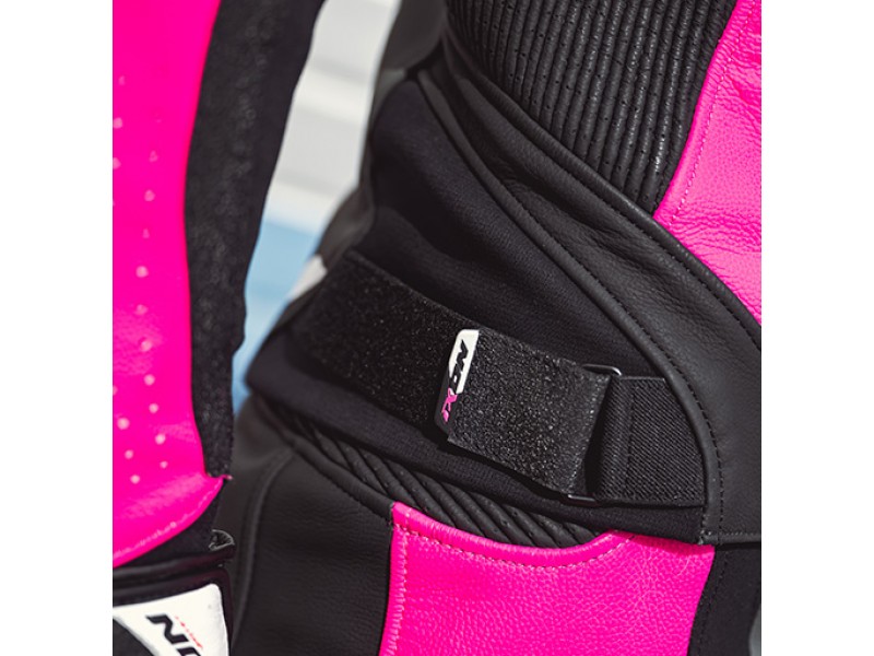 Geaca (jacheta) motociclete femei piele Racing Ixon vara model Vortex 3 MS culoare: negru/roz/alb Geaca (jacheta) motociclete femei piele Racing Ixon vara model Vortex 3 MS culoare: negru/roz/alb